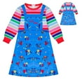 thumbnail image 1 of Girls Chucky Cosplay Midi Dress Halloween Good Doll Dress Up Skirt, 1 of 7