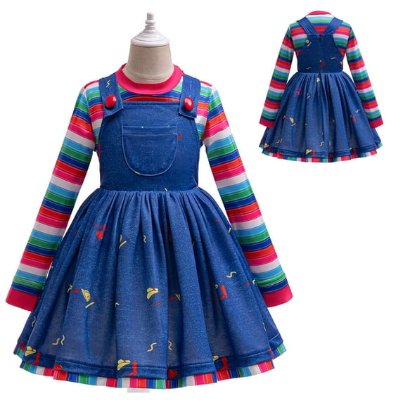 RongKing Horror Doll Girls Halloween Costume Dress for Child, Little Girls 5-6Y