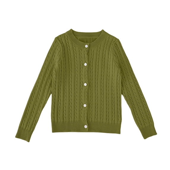 Girls Chunky Knit Cardigan Baby-Girls and Toddler Long Sleeve Button Front Cardigan Sweater Loose Outerwear Winter Warm Coat