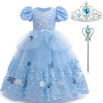 Girls Cinderella Costume with Accessories Fancy Gown Cosplay Dress Halloween Party Size 4-5
