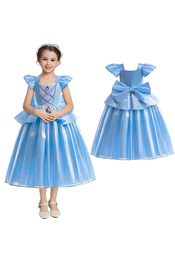 Girls Cinderella Costumes Halloween Princess Dress Up Fancy Birthday Party Ball Gown