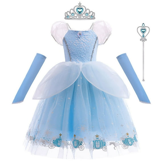 Girls Cinderella Princess Cosplay Costume Fancy Dress up Long Evening Gown