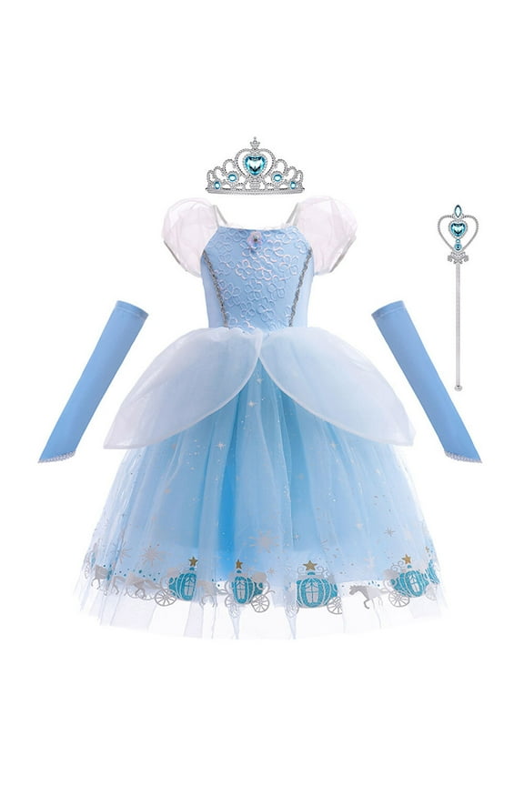 Girls Cinderella Princess Cosplay Costume Fancy Dress up Long Evening Gown