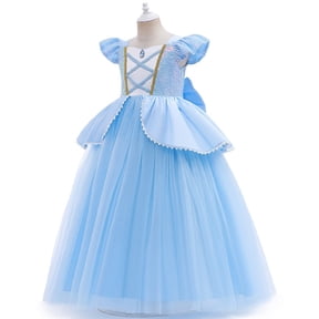 Blue Princess Costume Dress Flutter Sleeve Halloween Fancy Outfit for 3-9T