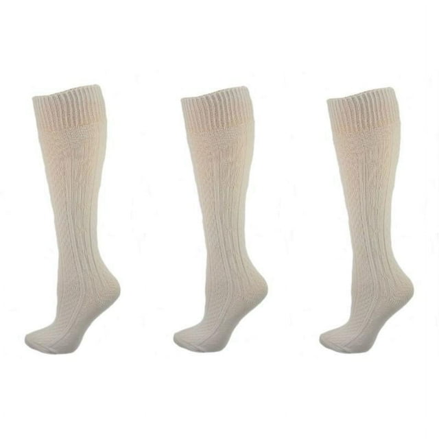 Girls Classic Cable Knit Acrylic Knee High Socks, 3 Pack (Little Girls & Big Girls)