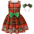 thumbnail image 1 of Girls Classic Christmas Dress Sleeveless Bow Princess Party Gown with Headwear, 1 of 7
