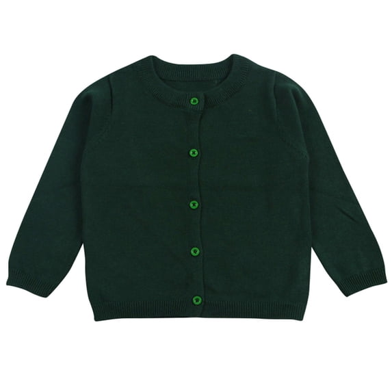 Girls' Cardigan Sweater Long Sleeve Button Down Knit Sweater with Pockets School Uniform Outerwear 4-13 Years Dark Green 5