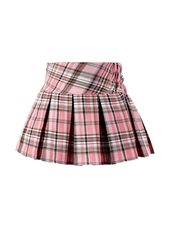 Girls Classic Plaid Pattern Pleated Skort Versatile Stylish A-Line Mini Skirt for School Uniform Casual Outfit