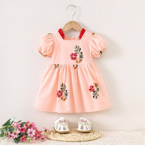 Girls Clothes Baby Girl Dresses 18-24 Months Sleeveless Cami Dresses Double Layer Flutter Sleeve Dresses Party Dresses for Bride Birthday Dress Yellow Summer Dress Vestidos Elegantes Cortos