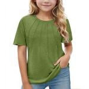 Girls Clothes Round Neck Shirt for Girl Elegant Tee Shirts Solid Color Tunic Top Loose Fit Tunic Blouses