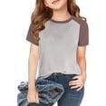 thumbnail image 1 of Girls Child Short Sleeve Top Raglan Sleeve T Shirt Summer Lightweight Top Graphic Casual Tee, 1 of 8
