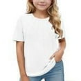 thumbnail image 1 of Girls Round Neck Shirt for Girl Elegant Tee Shirts Solid Color Tunic Top Loose Fit Tunic Blouses, 1 of 6