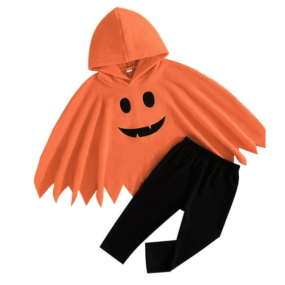 Girls Cloak Set with Hooded Blouse and Solid Pants for Festive and Everyday Wear