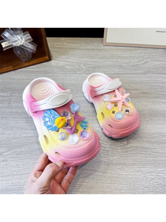 Girls' Clogs Children's Slippers Non-Slip New Summer Parent-Child Style Girls' Princess Beach Sandals Comfortable and Versatile for Outdoor Wear