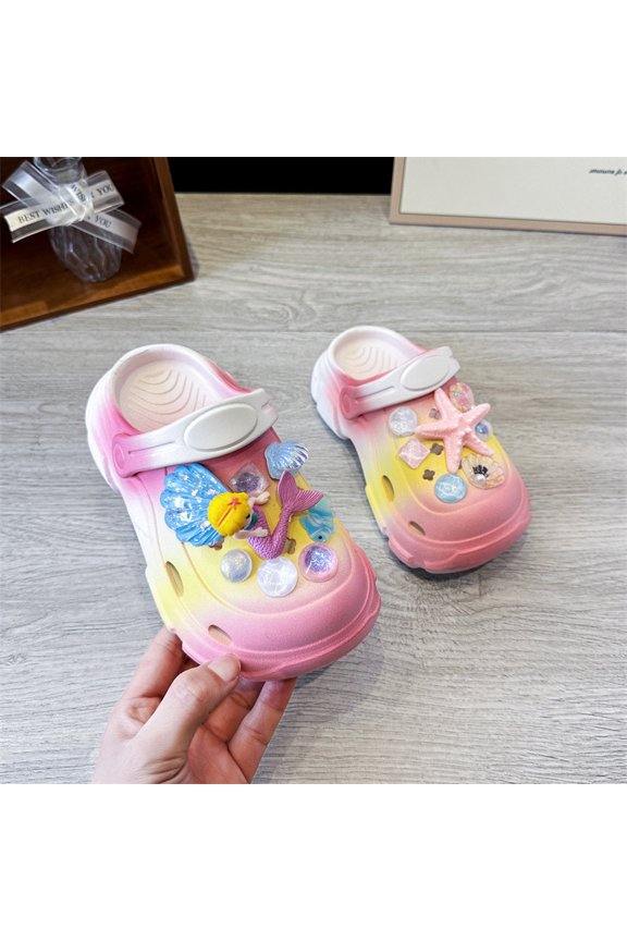 Girls' Clogs Children's Slippers Non-Slip New Summer Parent-Child Style Girls' Princess Beach Sandals Comfortable and Versatile for Outdoor Wear