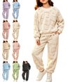 thumbnail image 1 of Girls Clothes 2 Piece Outfits Fuzzy Fleece Thick Warm Flannel Fluffy Cozy Pullover Sweatshirt and Sweatpant Sleep Pajama Set 5-14 Years, 1 of 6