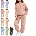 thumbnail image 1 of Girls Clothes 2 Piece Outfits Fuzzy Winter Warm Fleece Loose Flannel Cute Pullover Sweatshirt Top Pants Pajamas Sweatsuit 5-14 Years, 1 of 6