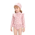 thumbnail image 1 of Girls Clothes 3-12T Cute Summer Long Sleeve One-Piece Swimsuit + Hat Bathing Suit, 1 of 4