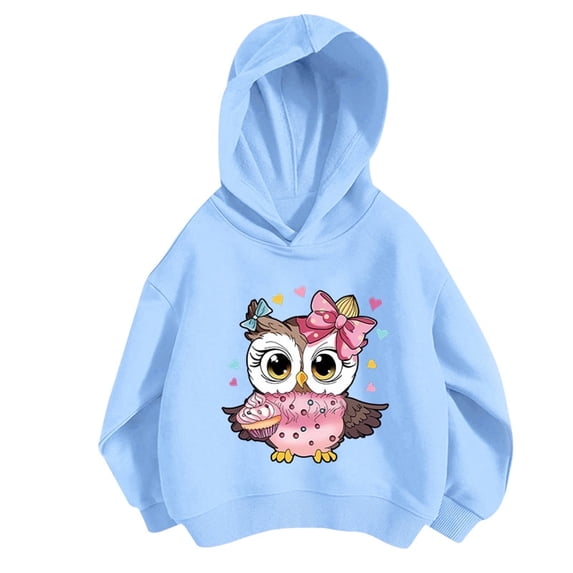 Girls Clothes 4t Cartoon Pattern Crewneck Cotton Trendy Preppy Hooded Oversized Long Sleeve Shirts Clothes for Girls