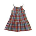 thumbnail image 1 of Girls Clothes 5 Years Old Girls Clothes Age 6 Girls Summer Beach Dress Colorful Plaid With Spaghetti Straps For Kids, 1 of 8