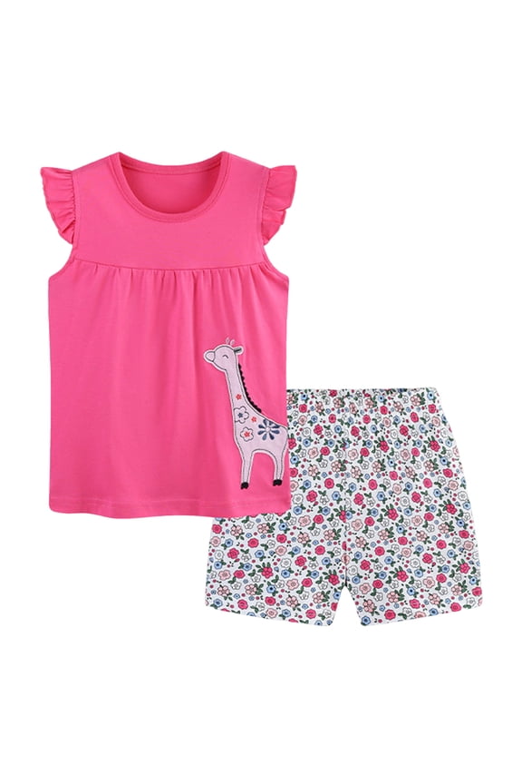 Girls Clothes 5T-6T Toddler Girls Short Flutter Sleeve Outfit Set, 2-Piece