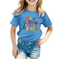 thumbnail image 1 of Girls Clothes, Children's Carnival Colour Printed Round Neck Short Sleeved T Shirt(z5 Blue,1-2Years), 1 of 4