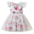 Girls Clothes Childs Tulle Flower Printed Fly Sleeve Cosplay Costume