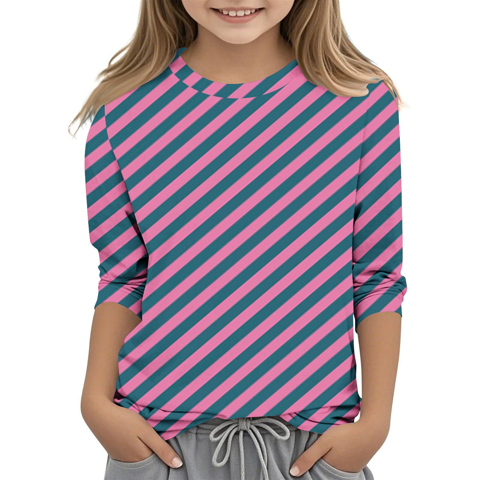 Girls Printed Three-Quarter Sleeves Top With Trousers