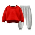 thumbnail image 1 of Girls Clothes, Fall Outfits for Boys Girls 3 4 5 6 7 8 9 Years Old Warm Cotton Crew Neck Long Sleeve Pullover & Pant 2 Piece Sets (8T, Red 01), 1 of 3
