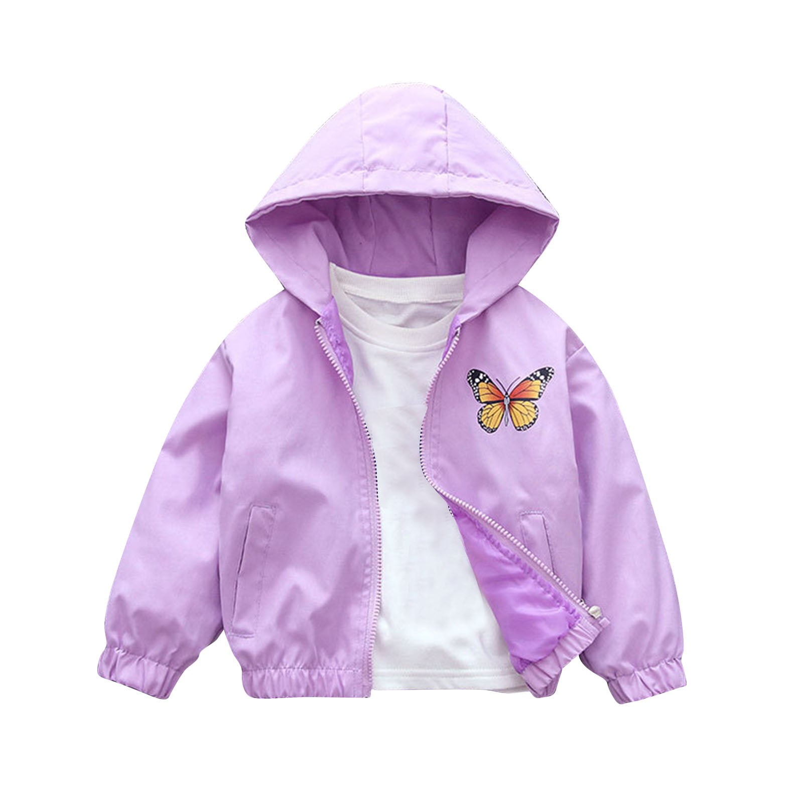 SYNPOS Toddler Kid Little Girls Zip-Up Rainbow Striped