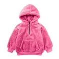thumbnail image 1 of Girls Clothes, Little Girls Fuzzy Hoodies With Pocket Half Zip Up Pullover Sweater Warm Oversize Sherpa Fleece Hooded Sweatshirt (7 Years, Hot Pink), 1 of 6