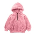 thumbnail image 1 of Girls Clothes, Little Girls Fuzzy Hoodies With Pocket Half Zip Up Pullover Sweater Warm Oversize Sherpa Fleece Hooded Sweatshirt (7 Years, Pink), 1 of 6