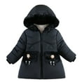 thumbnail image 1 of Girls Clothes Clearance Under 5, Toddler Girls Parka Puffer Jacket with Faux-fur Trim Hood Pockets Windproof Warm Thick Winter Mid Long Down Coat (2 Years, Black), 1 of 4