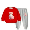 thumbnail image 1 of Girls Clothes, Baby Boy Clothes Fashion Sweatshirt & Sweatpant Girl Outfits Toddler 2 Piece Pant Sets for Kids 3-10 Years (8-9T, Red 03), 1 of 3