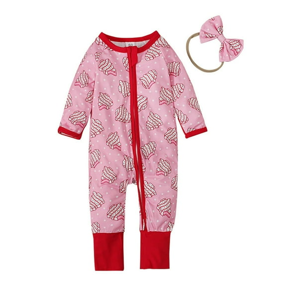 Girls Clothes, Baby Pajamas with Bowknot Headb& Toddler Girls Boys 2 Way Zipper Long Sleeve Rayon Sleepers Jumpsuits (1-2T, Red)
