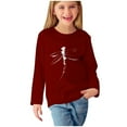 thumbnail image 1 of Girls Clothes, Girls Long Sleeve Tops Dragonfly Print Crewneck Cotton T Shirts Casual Fall Spring Graphic Basic Tees for Kids (13 Years, Wine), 1 of 5