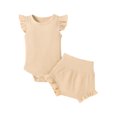 thumbnail image 1 of Girls Clothes Infants Efsteb Toddler Girl Summer Outfits Casual Solid Color Fashion Comfy Round Neck Sleeveless T Shirts Shorts Set Outfits (Khaki,0-3 Months), 1 of 8