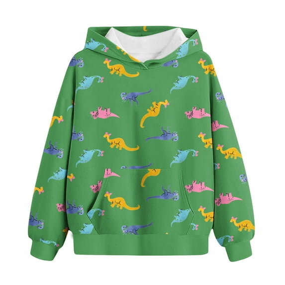 Girls Clothes Clearance, Kids Dinosaur Hoodies Long Sleeve Girls Boys Hooded Sweatshirt with Pocket Pullover Top Fall Winter Clothes 4-14T (5 Years, Green)