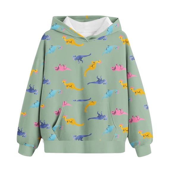 Girls Clothes, Kids Dinosaur Hoodies Long Sleeve Girls Boys Hooded Sweatshirt with Pocket Pullover Top Fall Winter Clothes 4-14T (5 Years, Mint Green)