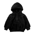 thumbnail image 1 of Girls Clothes Little Girls Fuzzy Hoodies With Pocket Half Zip Up Pullover Sweater Warm Oversize Sherpa Fleece Hooded Sweatshirt (3 Years, Black), 1 of 6