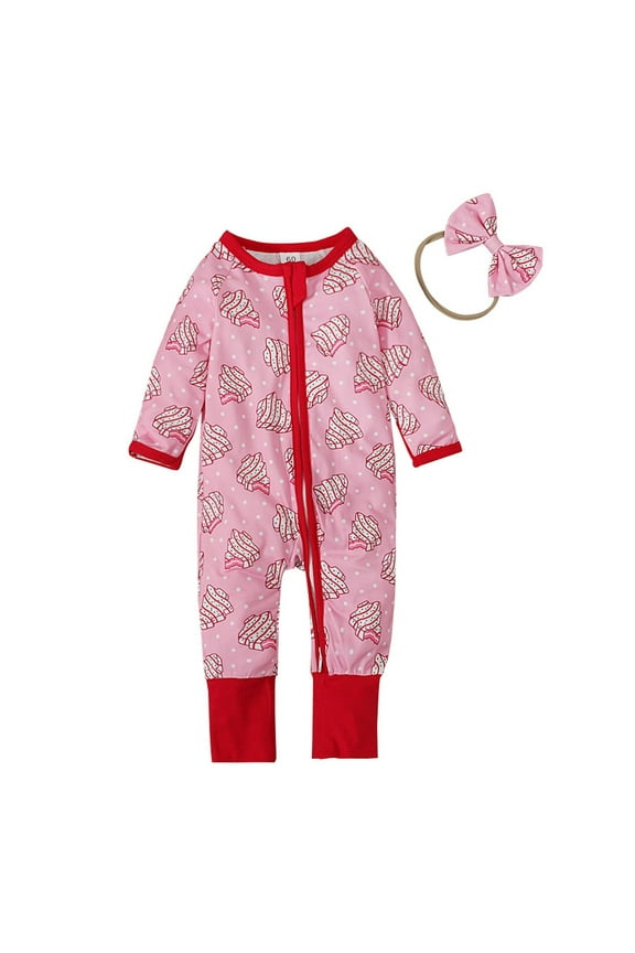 Girls Clothes, Baby Pajamas with Bowknot Headb& Toddler Girls Boys 2 Way Zipper Long Sleeve Rayon Sleepers Jumpsuits (9-12M, Red)