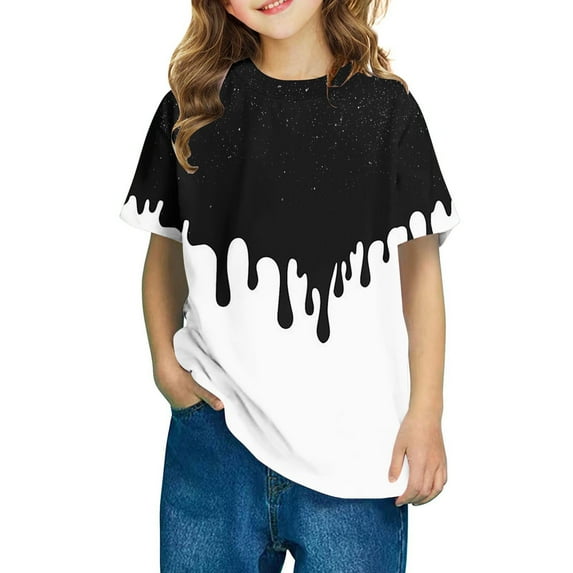 Girls Clothes under $5.00 Short Sleeve Round Neck Print Shirts Funny Graphic Tshirts 3-14 Years White 13 Years