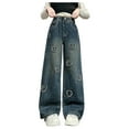 thumbnail image 1 of Girls Clothes Cute Clothes For Tweens Girls' Wide Leg Jeans Stretch Jeans Y2K Elastic High Waist Jeans Wide Leg Loose Denim Pants, 1 of 8