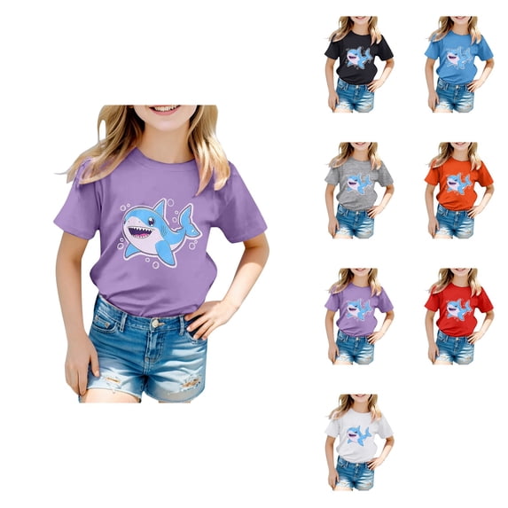 Girls Clothes Cute Graphic Shirts Kids Short Sleeve T-Shirt Ocean Tee Tops Outfits