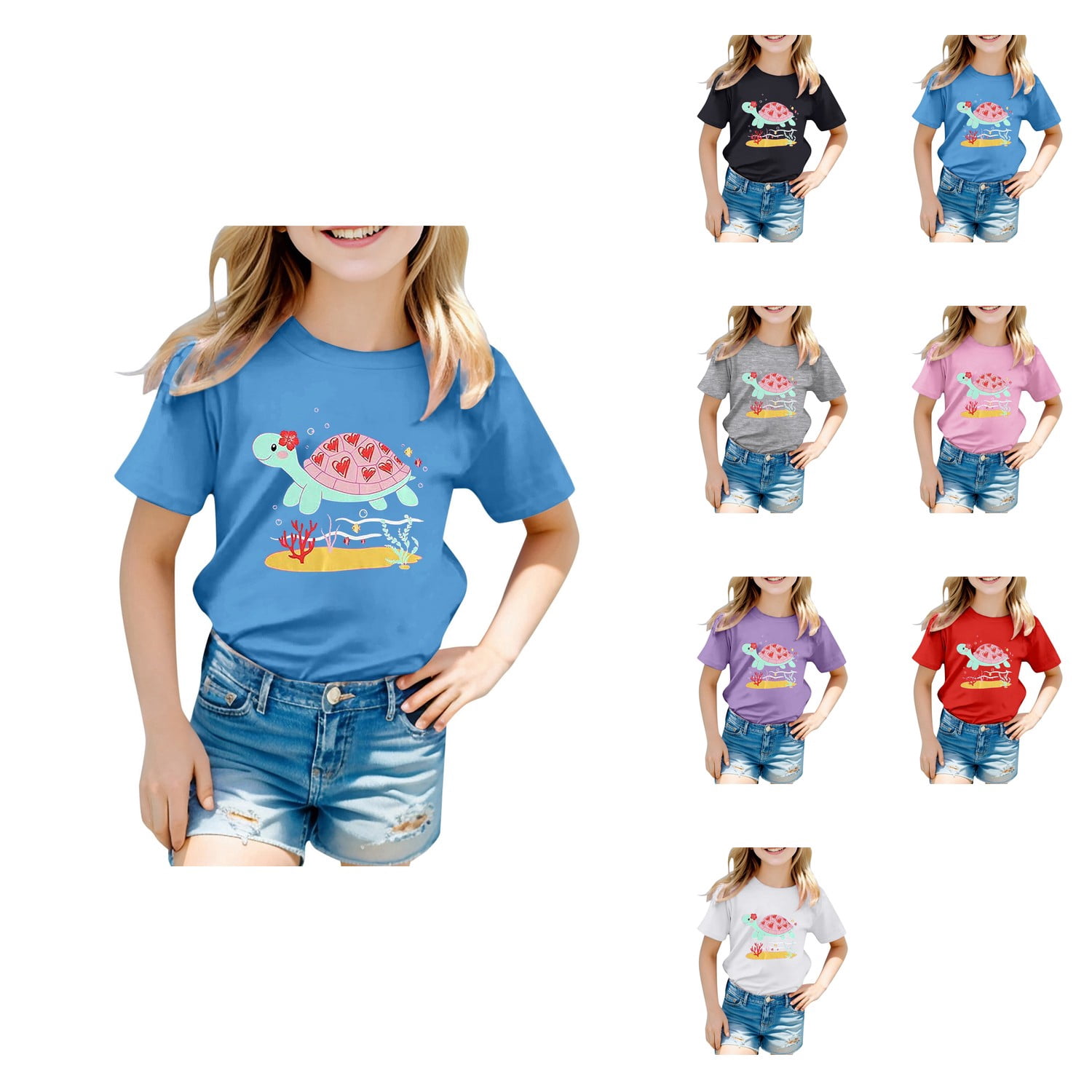 Girls Clothes Cute Graphic Shirts Kids Short Sleeve T-Shirt Ocean Tee ...
