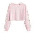 thumbnail image 1 of Girls Clothes Daisy Flowers Long Sleeve Crop Tops Crewneck Sweatshirt Spring Casual Tshirts Blouses 4-13T (120, Pink 01), 1 of 5
