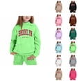 thumbnail image 1 of Girls Clothes Girls' Clothing Sets Child Toddler Boys Girls Long Sleeve Solid Warm Hoodie Pullover Tops Pants Kids Outfits Sweat Suit, 1 of 4