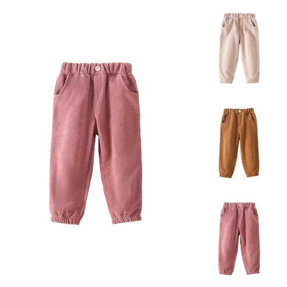 Girls Clothes Girls Corduroy Pants Toddler Kids Casual Long Trousers Elastic Waistband Soft Fabric for Everyday Wear & Outdoor Activities Outfit