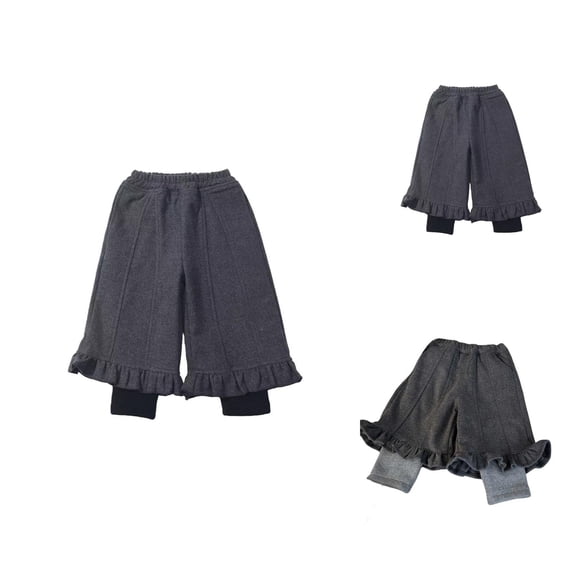 Girls Clothes Girls Lined Pants Winter Warm Flowy Wide Leg Trousers Casual Playwear Outfit for Toddlers and Kids Daily Use