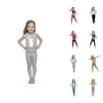 thumbnail image 1 of Girls Clothes Girls Glitter Leggings Metallic Stripe Performance Dance Pants Stretchy Straight Leg Trousers for Kids Stage Shows & Practice, 1 of 3